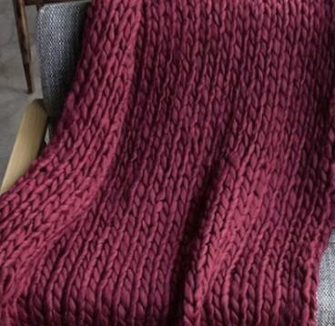 Hygge Chunky Knit Throw Blanket Maroon / Small | Sage & Sill