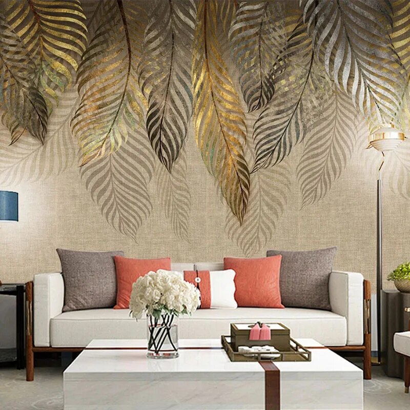 3D Modern Art Leaves Mural Wallpaper