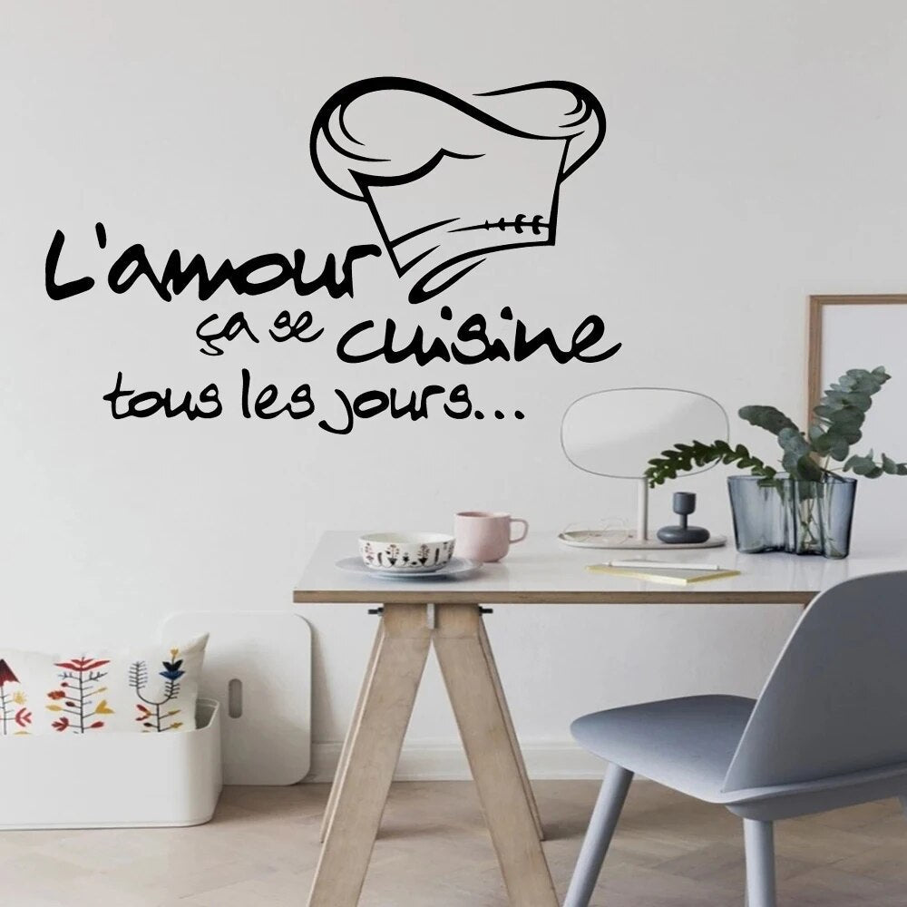 Decoration Quote Love Cooking Vinyl Decals Restaurant Stickers