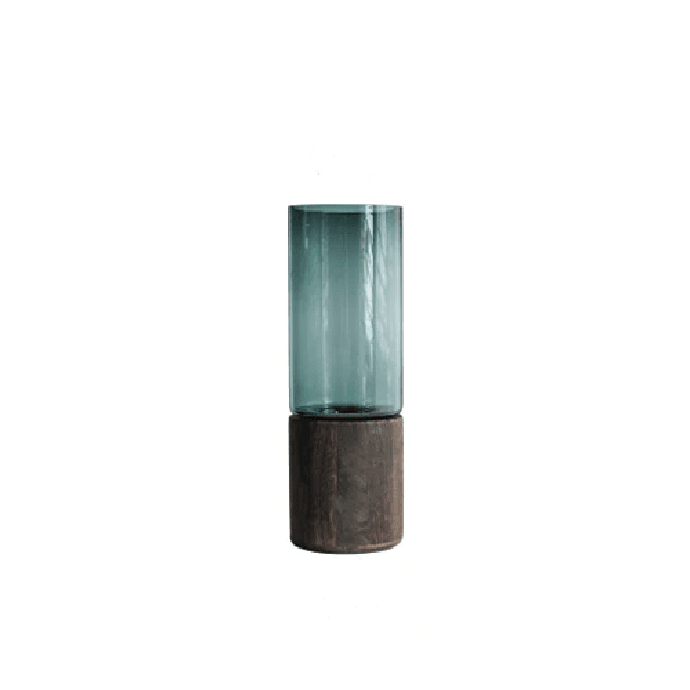 Serenity Wood Base Glass Vases Sienna / L | Sage & Sill