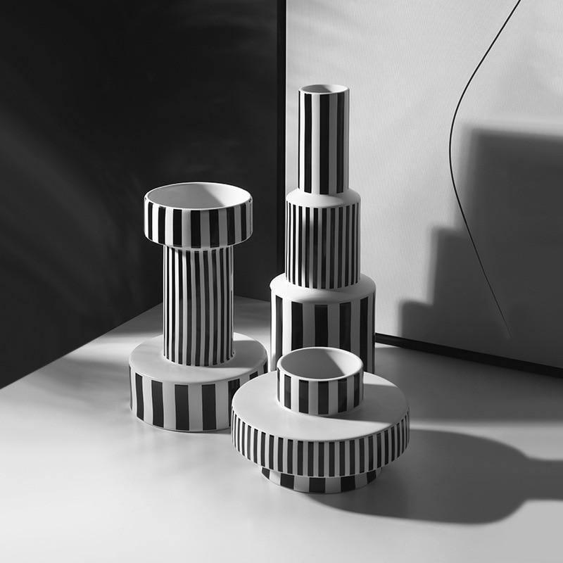 Bauhaus Minimalist Black & White Vases